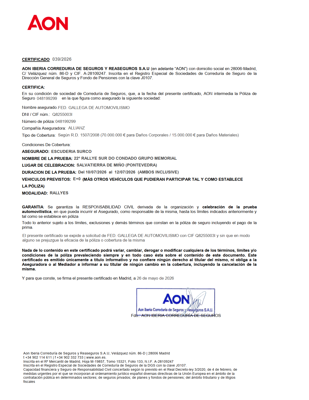 Permisos e Seguros